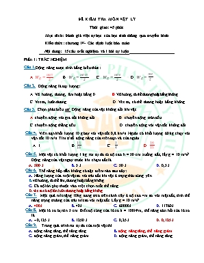 Đề kiểm tra Chương IV môn Vật lý Lớp 10